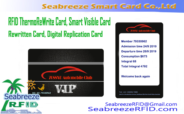 Κάρτα ThermoReWrite, Έξυπνη ορατή κάρτα, Ξαναγραμμένη κάρτα, Ψηφιακή κάρτα αναπαραγωγής, Κάρτα RFID ThermoReWrite, Επαναγραμμένη κάρτα NFC, Κάρτα επίστρωσης ThermoReWrite
