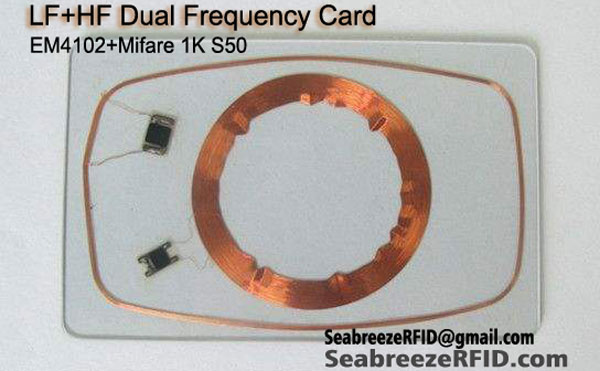 LF + HF double carte de fréquence, IC Chip + ID puce double carte de fréquence, FM11RF08 + EM4102 Composite carte à puce