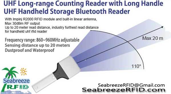 UHF มือถือบลูทู ธ การจัดเก็บข้อมูลผู้อ่าน, UHF Long-distance Counting Machine, UHF ระยะยาวอ่านนับที่มีมือจับยาว, จากซีบรีซสมาร์ทการ์ด จำกัด.