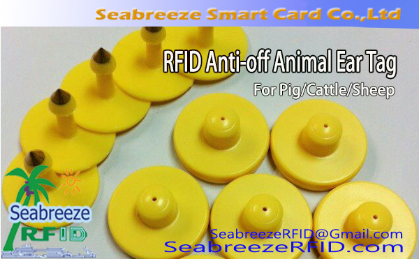 Anti-off Round (pig, dobytek, ovce) RFID Electronic Ear Tag, RFID Anti-off Animal Ear Tag