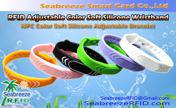 Pulsera ajustable de silicona suave de color RFID, Pulsera ajustable de silicona suave de color NFC