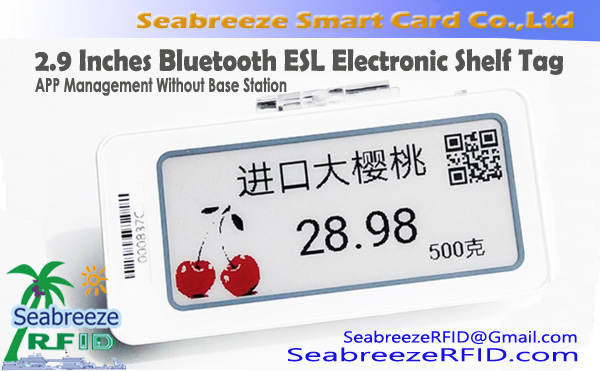 2.9 Duim Bluetooth ESL Elektroniese Rak Tag Selfoon APP Bestuur Sonder basisstasie, EPD-skerm elektroniese papierrak-etiket