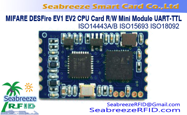 MIFARE DESFire EV1 EV2 Cerdyn CPU Darllen Modiwl UART-TTL Modiwl Mini RFID ISO14443A/B ISO15693 ISO18092