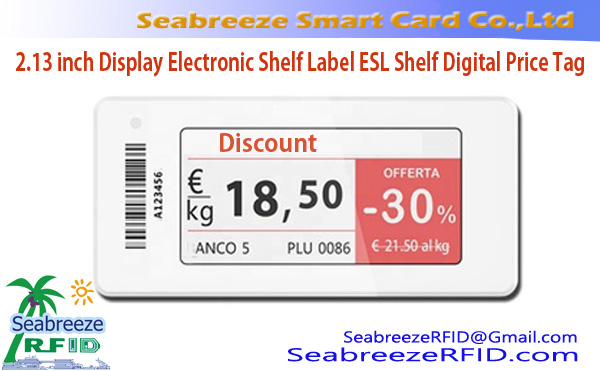 2.13 inch Display Label Rak Elektronik ESL Shelf Digital Price Tag