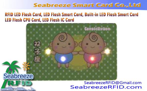 RFID LED Flash kartica, LED Flash pametna kartica, Ugrađena LED Flash pametna kartica, CPU kartica sa LED blicom, LED blic IC kartica