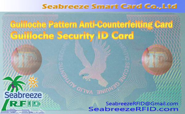 Guilloche Security ID Card, Guilloche Pattern Security Card, Karete ea Tšireletso ea Guilloche, Guilloche Anti-Counterfeiting Card