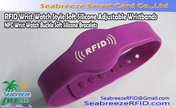RFID Wristwatch Style Mos Silicone Adjustable Wristbands, NFC Wristwatch Buckle Soft Silicone Bracelets